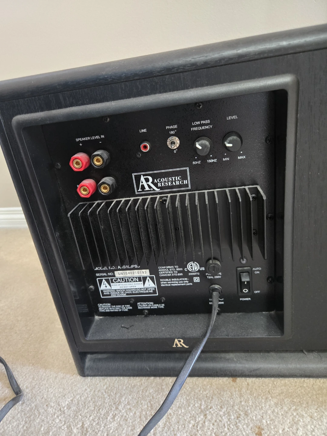 Acoustic Research AS108PS Powered Subwoofer - photo 3