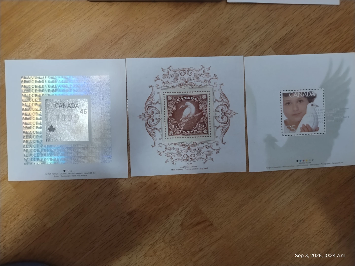 Canada Post 2000 Millennium Keepsake – Dove Medallion & 3 Stamps - photo 3