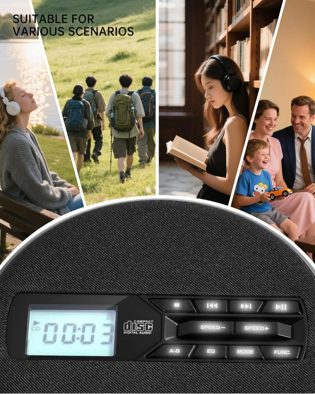 Portable CD Player with Speakers, Rechargeable CD Player for ... - photo 5