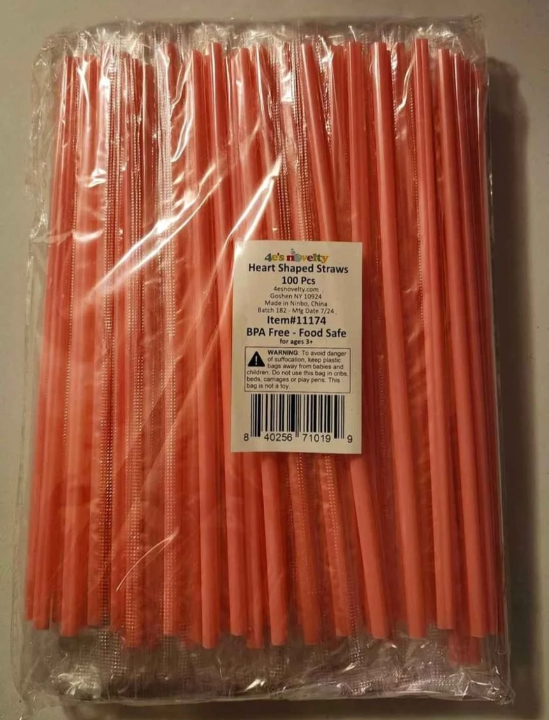 4E's Novelty Heart Shaped Pink Straws (100 pack) 🏈 - photo 2