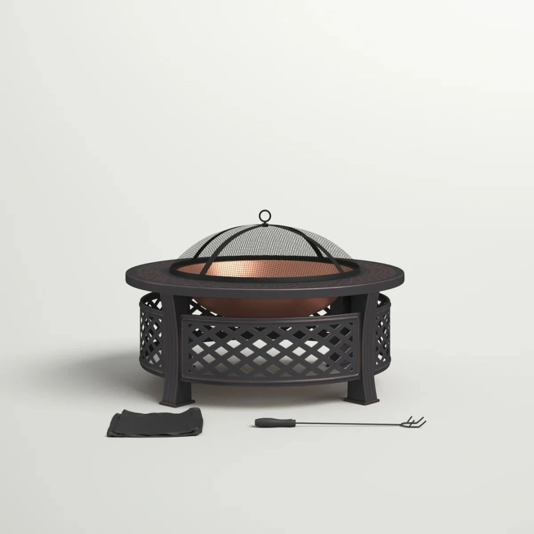 Round Steel Fire Pit with Cover - photo 2