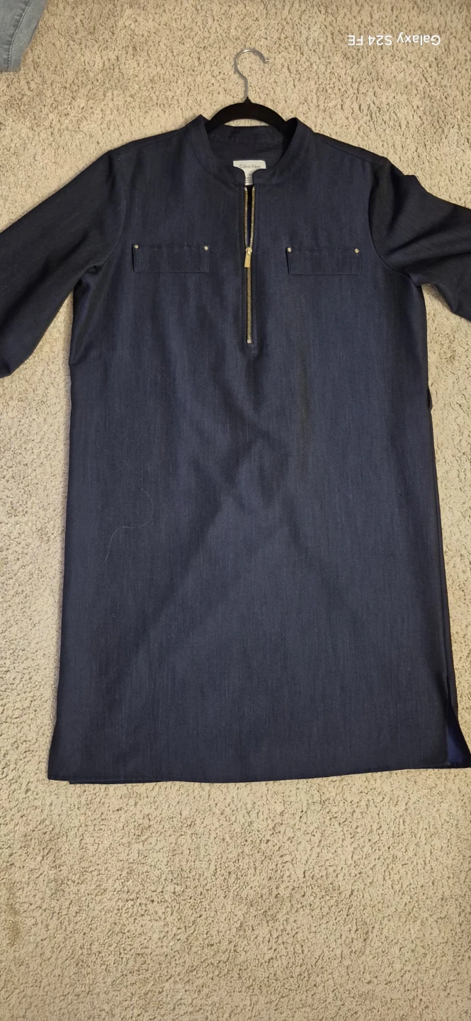 Calvin Klein Navy Blue Zip-Front Tunic, Size 12