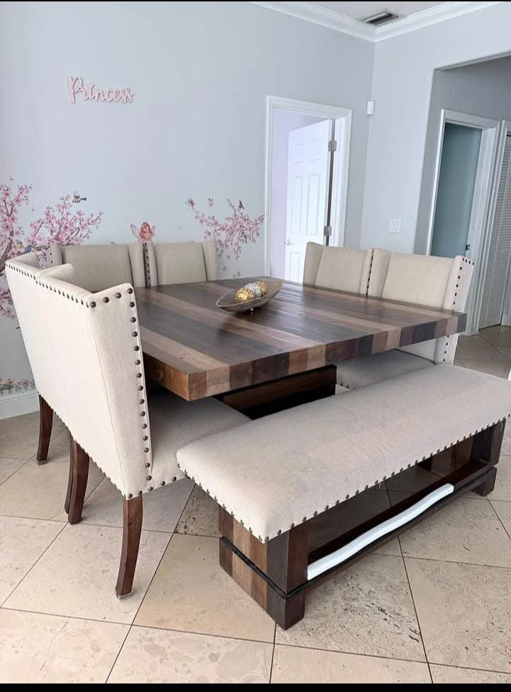 Upholstered Dining Chairs and Table