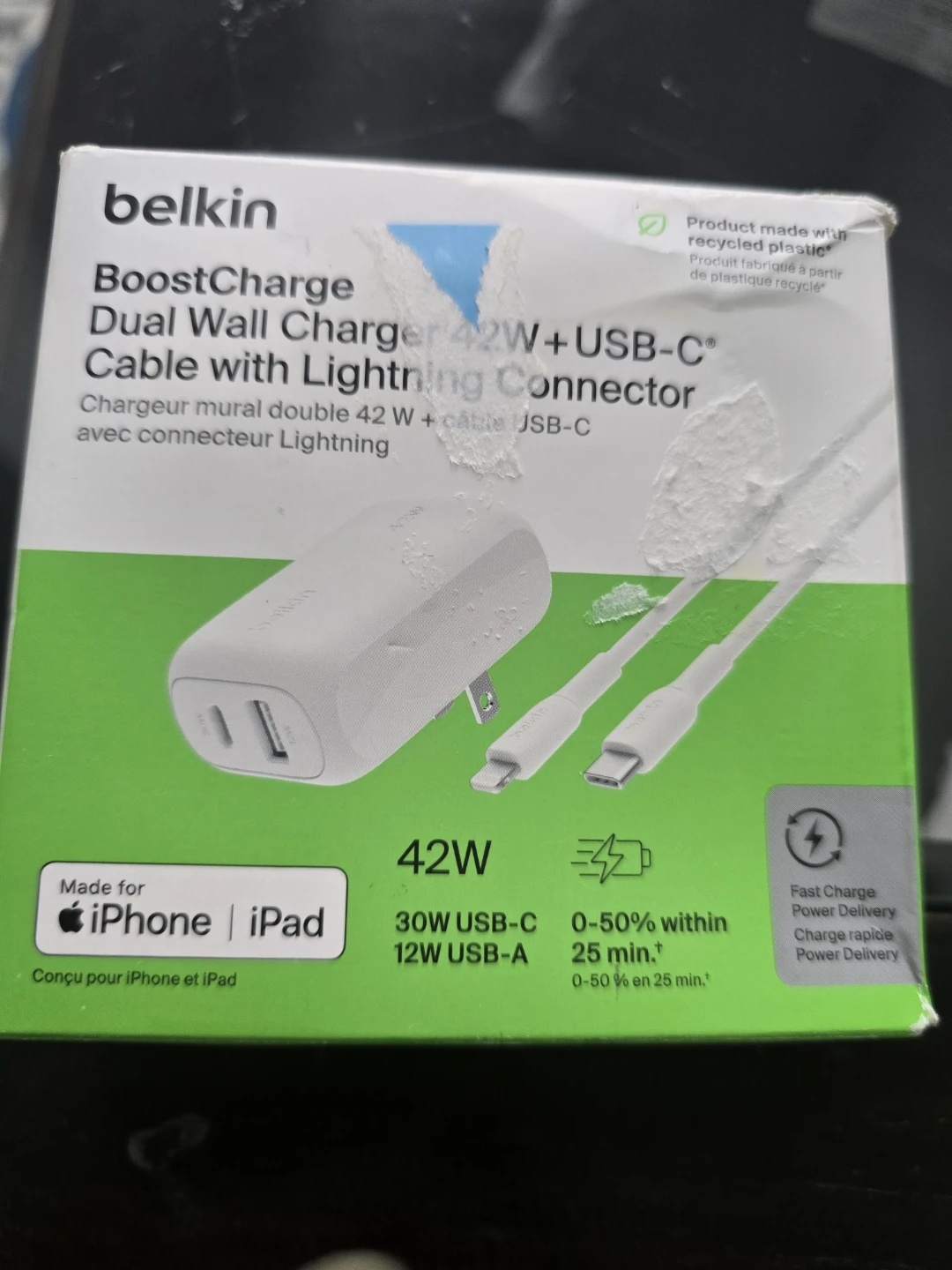 New Belkin BoostCharge 42W Dual Wall Charger with Cable