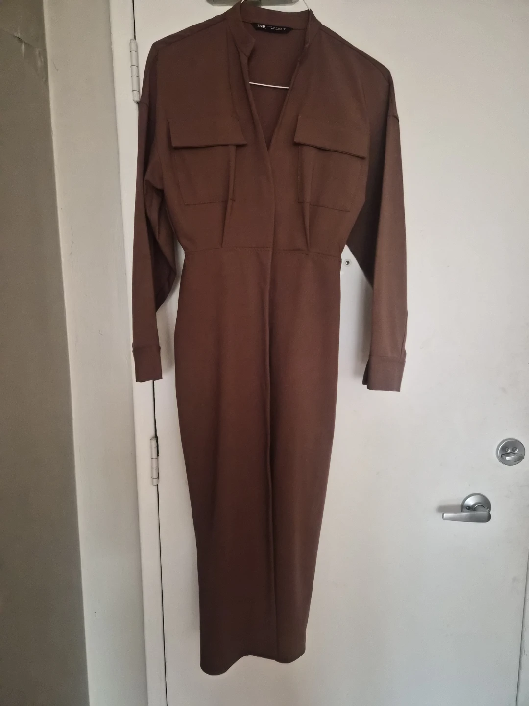 ZARA Brown Button-Up Midi Dress Xs or XXS - photo 2