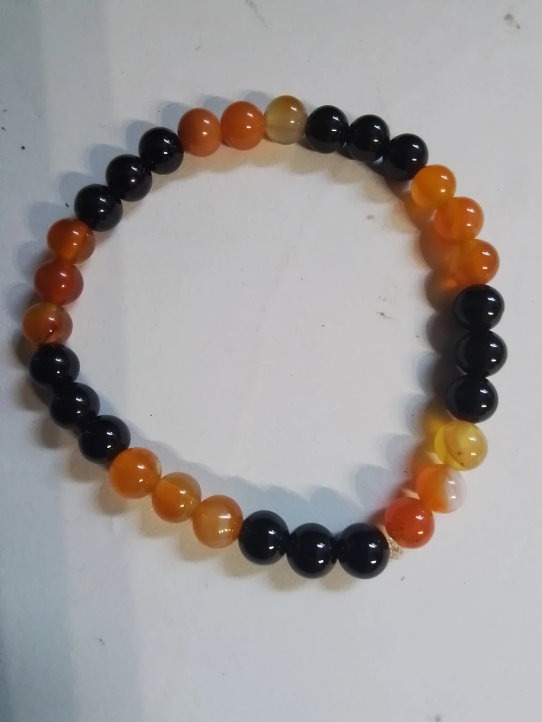Black Onyx and Yellow Agate Bead Bracelet