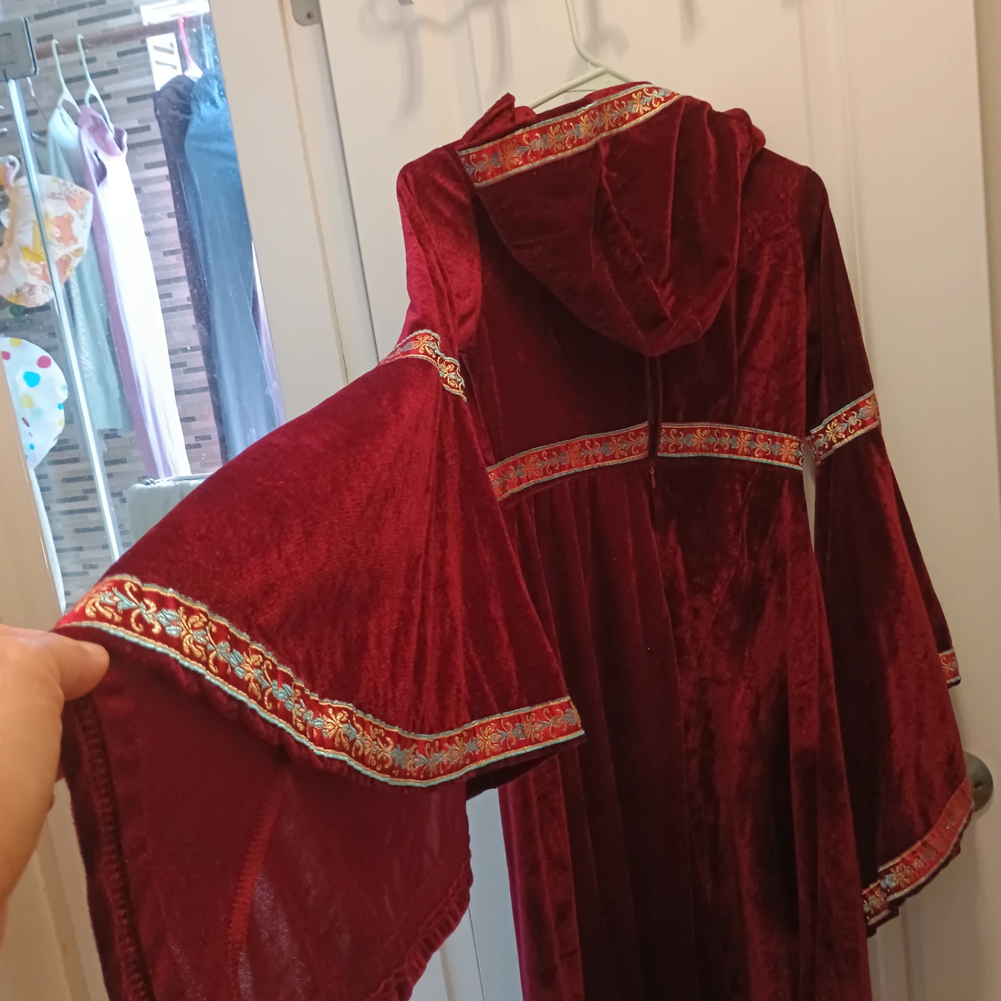 Red Velvet Hooded Renaissance Dress - photo 4