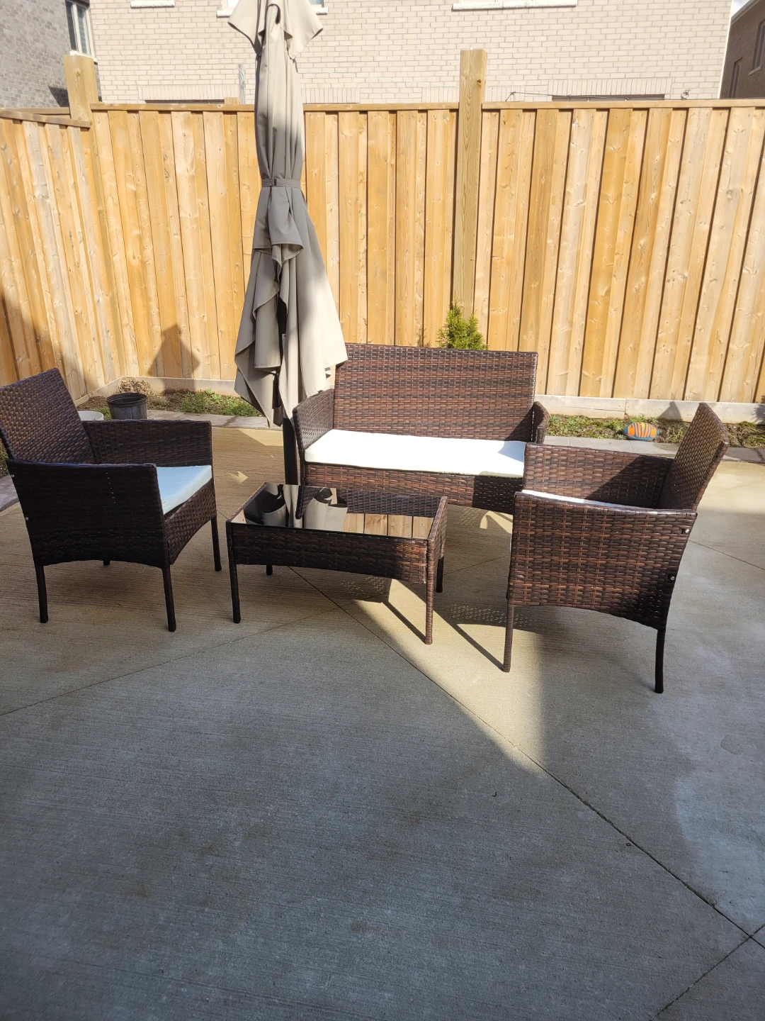 Wicker Patio Set with Loveseat, Chairs, and Coffee Table