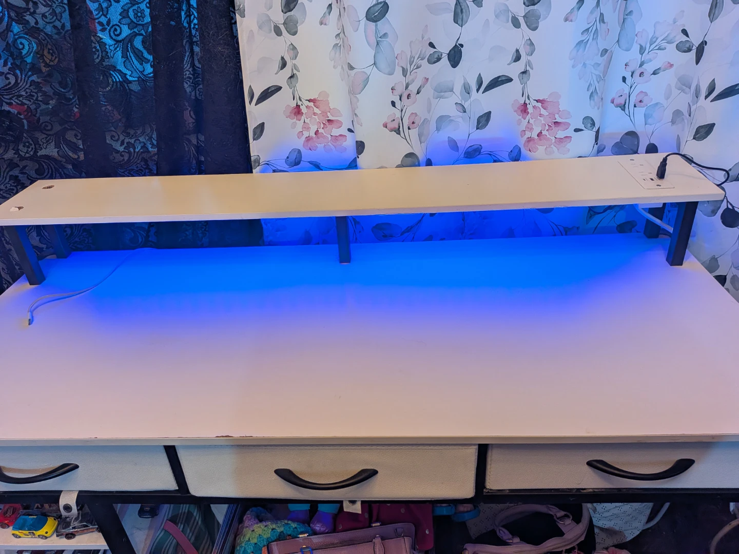 White desk monitor riser with power outlet - photo 3