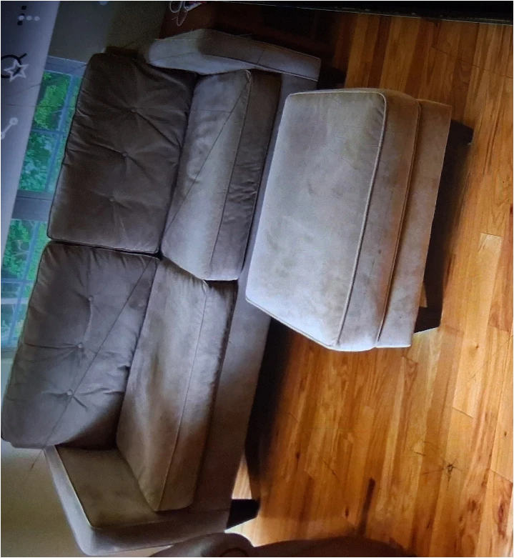 Beige Loveseat with Matching Ottoman