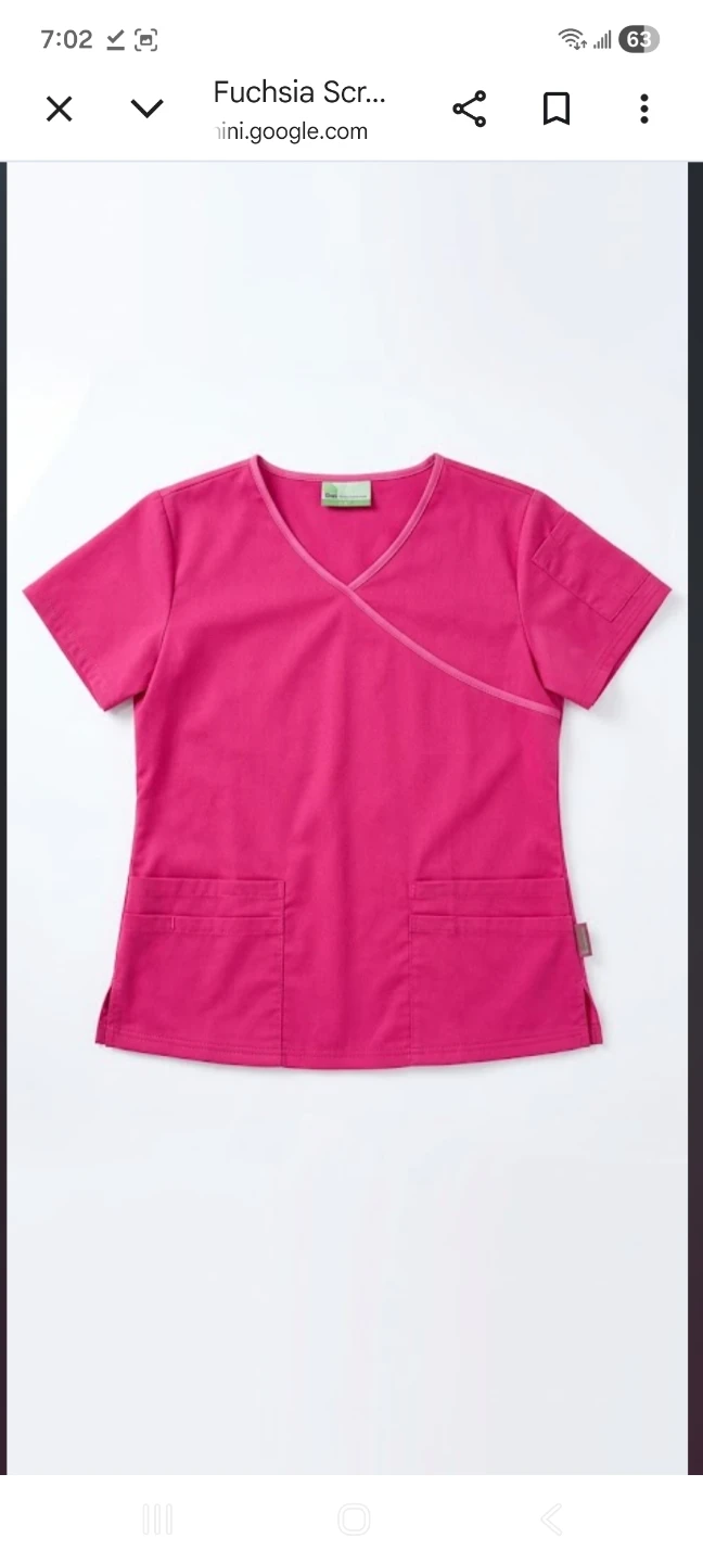 Fuchsia V-Neck Scrub Top XS
