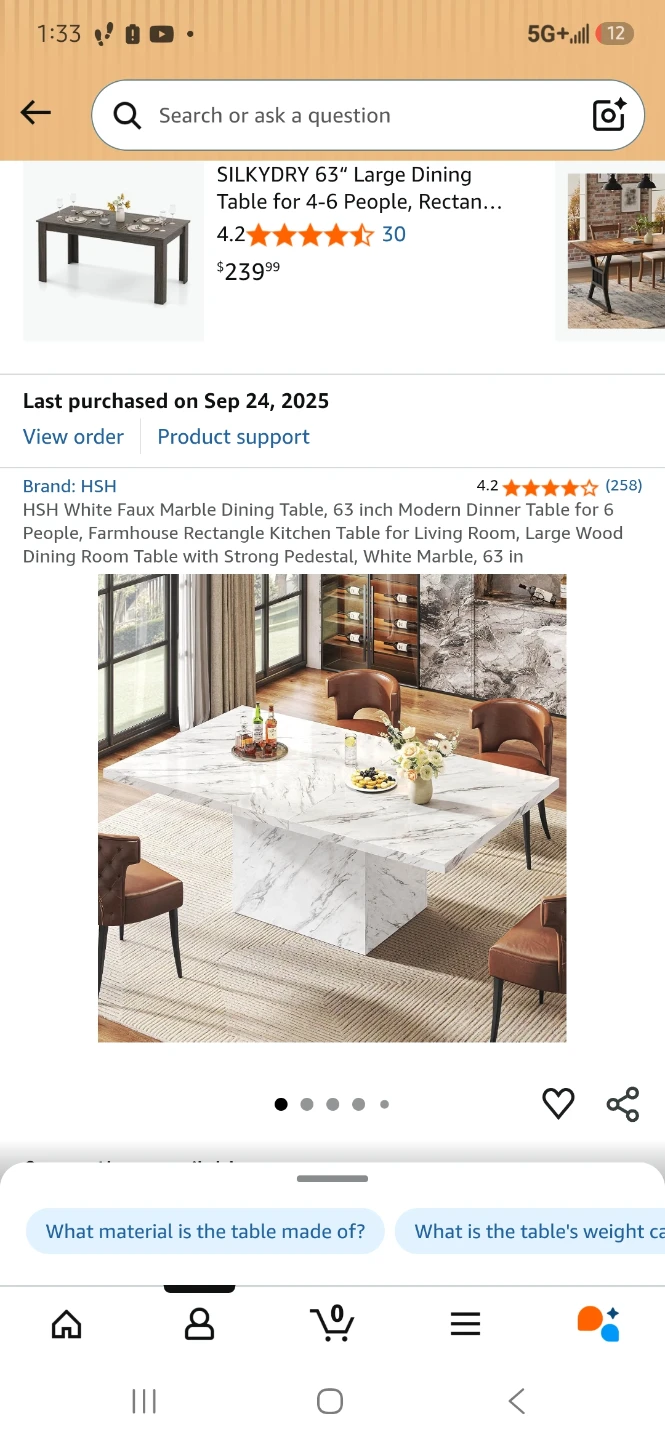 HSH Faux Marble Dining Table - photo 2