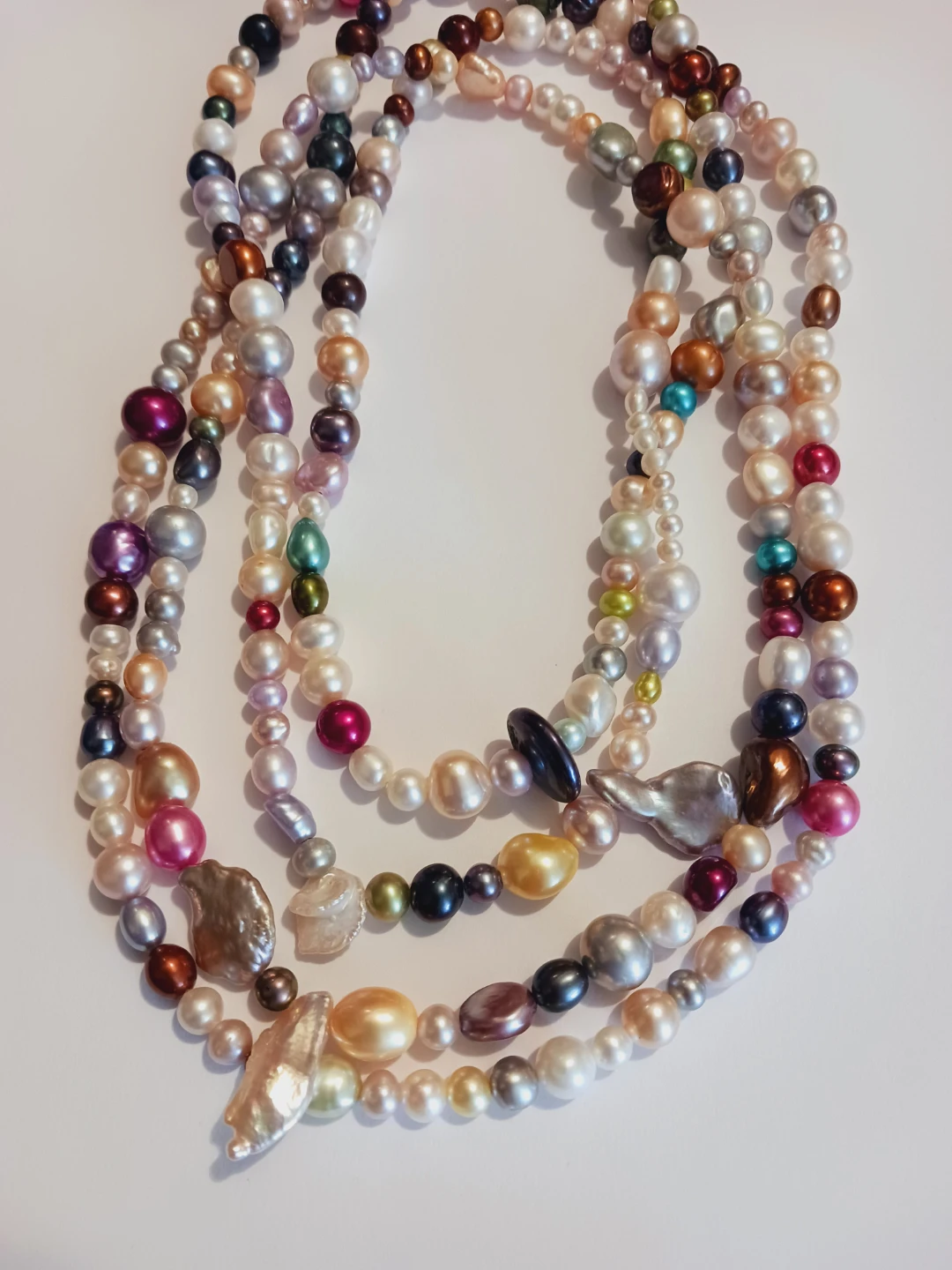 New! Genuine Freshwater Pearl ,Baroque & Mother Pearl Necklace - photo 3