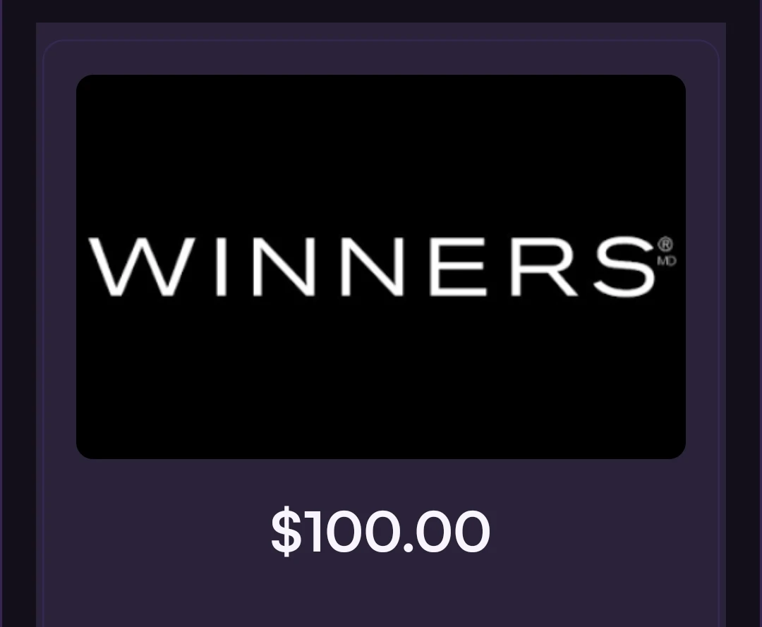 Winners $100 Virtual GC for $25 use in store