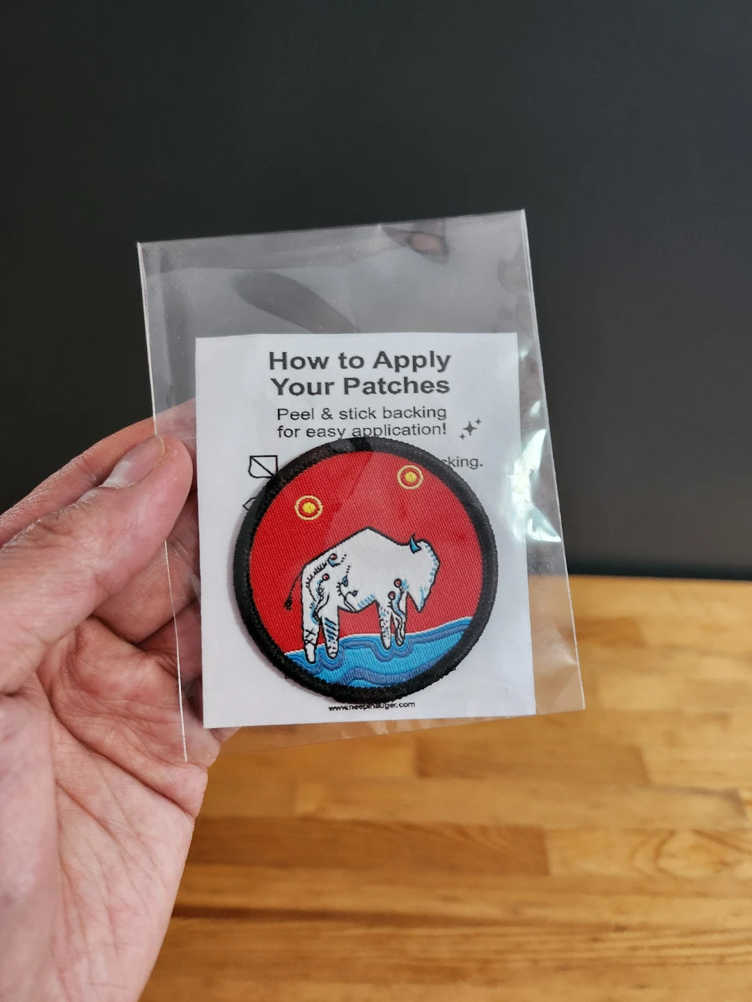 Neepin Auger White Buffalo Embroidered Patch - photo 3
