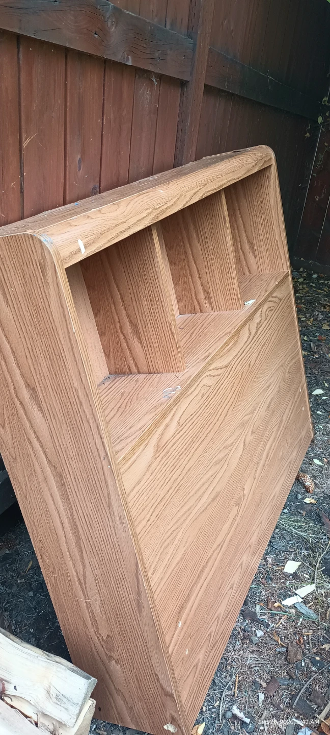 Oak Finish Bookcase Headboard