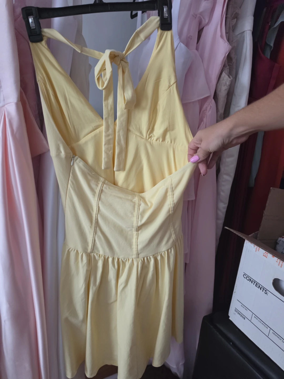 Light Yellow Halter Mini Dress 🏈 - photo 2