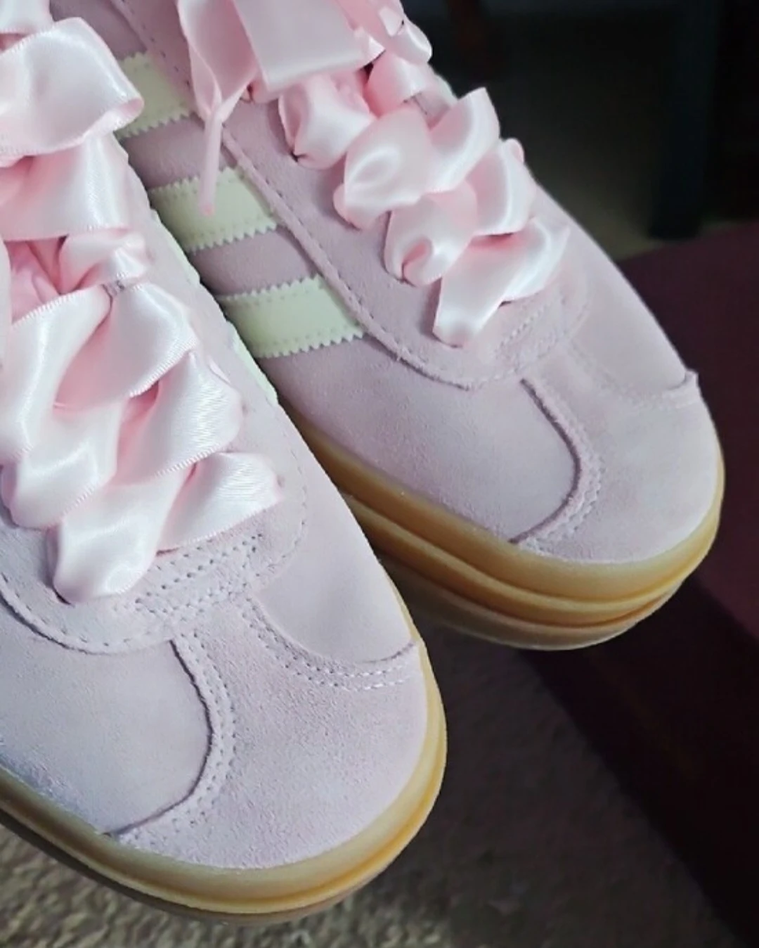 Adidas Pink Suede Platform Sneakers with Ribbon Laces - photo 2