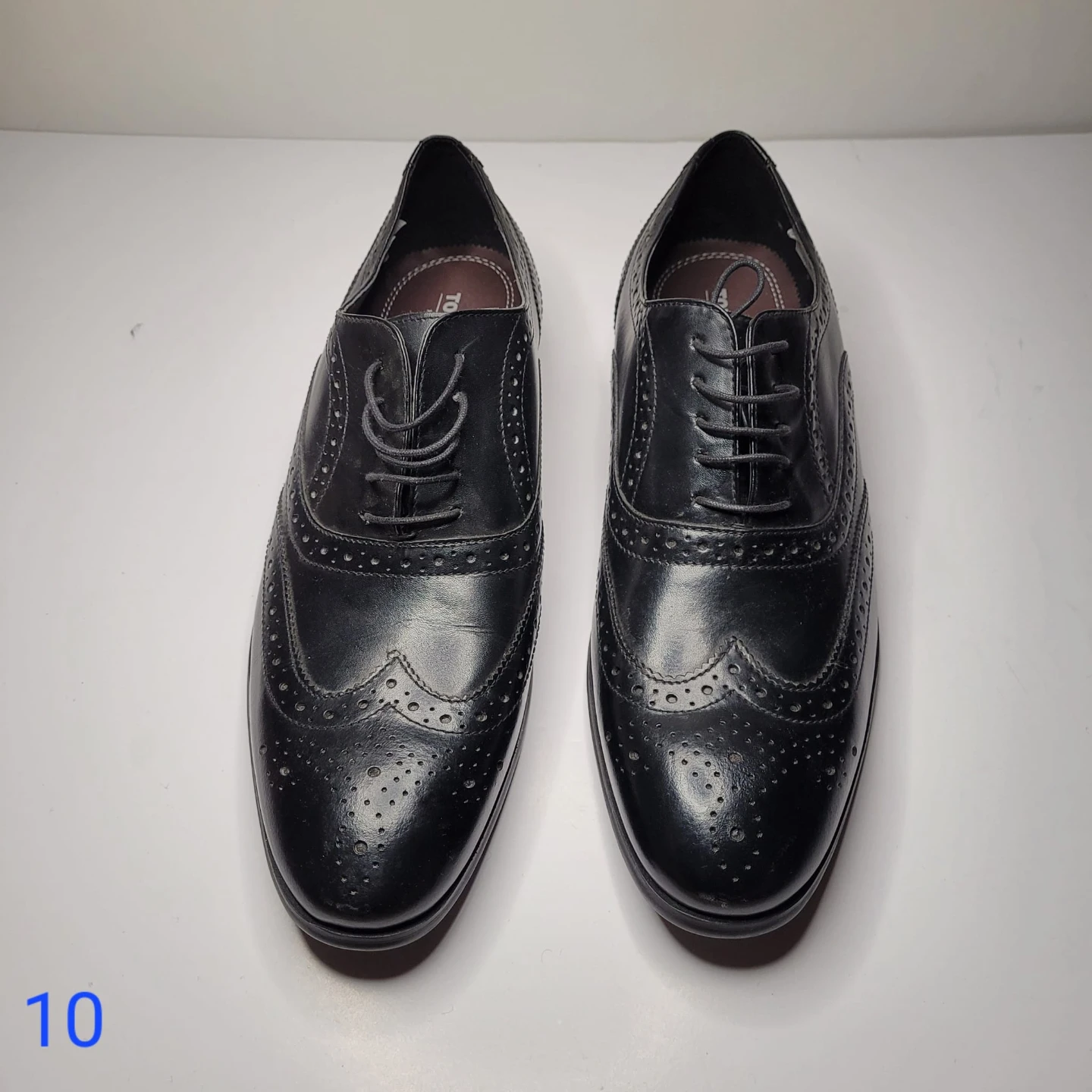 Topman Black Leather Brogue Shoes