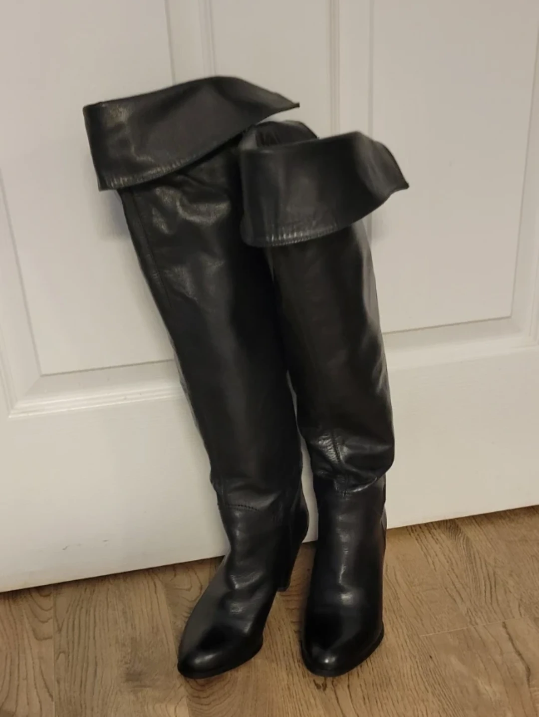 Black Leather Knee-High Boots