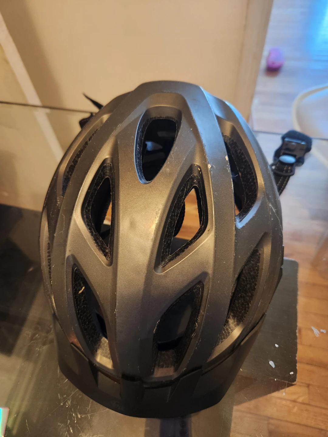 Black Bicycle Helmet with Integrated Rear Light