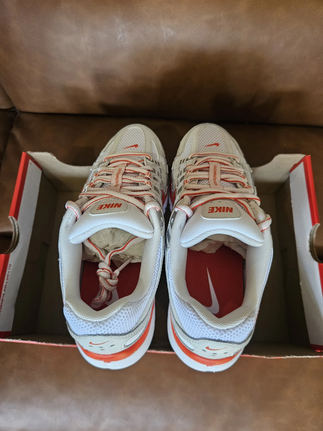 Nike P-6000 White and Picante Red Sneakers - photo 2