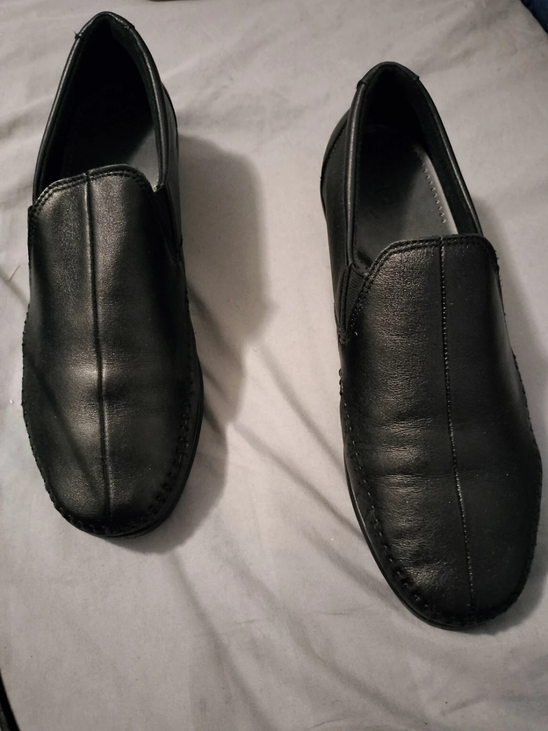 Black Leather Slip-On Loafers