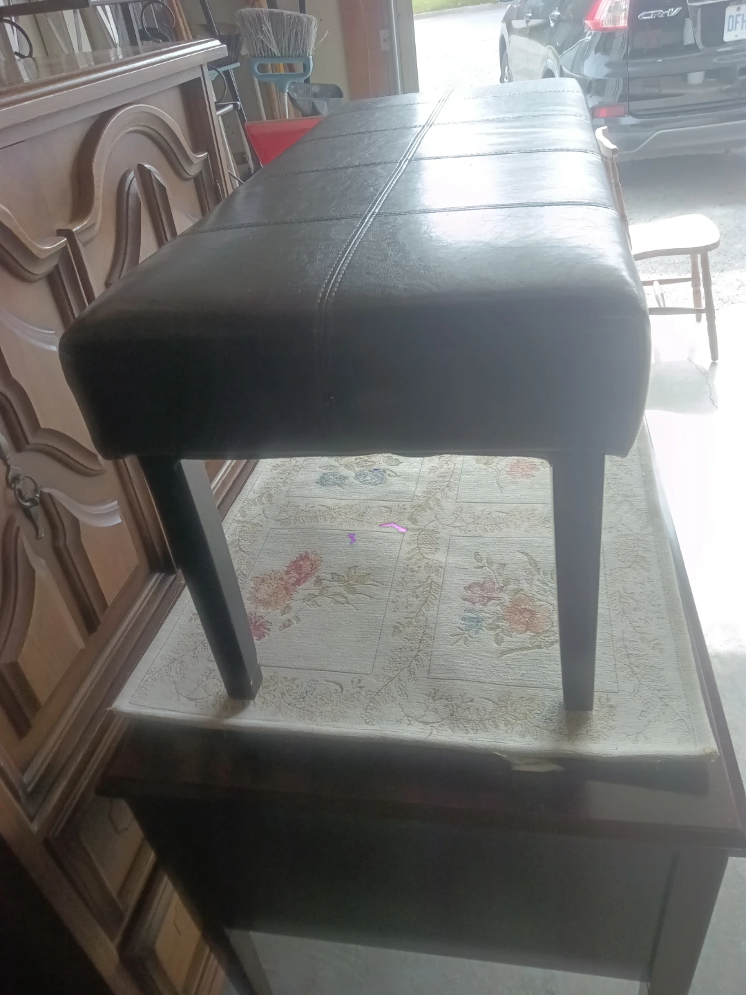 🏈Dark Brown Faux Leather Bench - photo 3
