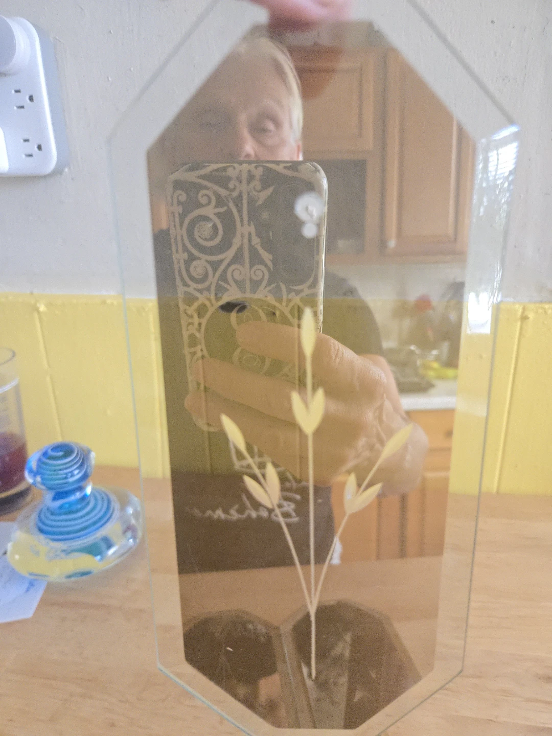Vintage  Etched Mirror Panels Wheat Foliage - photo 2