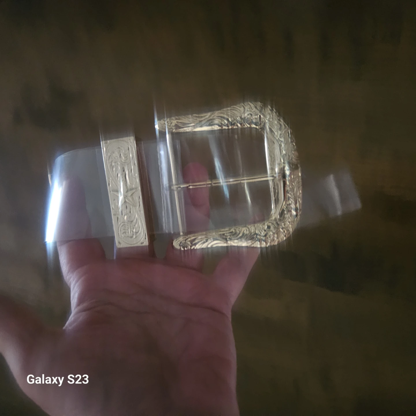 Clear Western Style Belt with Gold Accents - photo 3