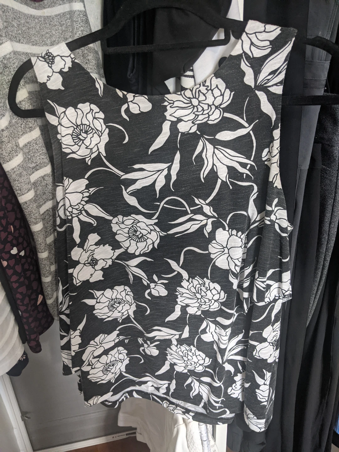 Black and White Floral Tank Top