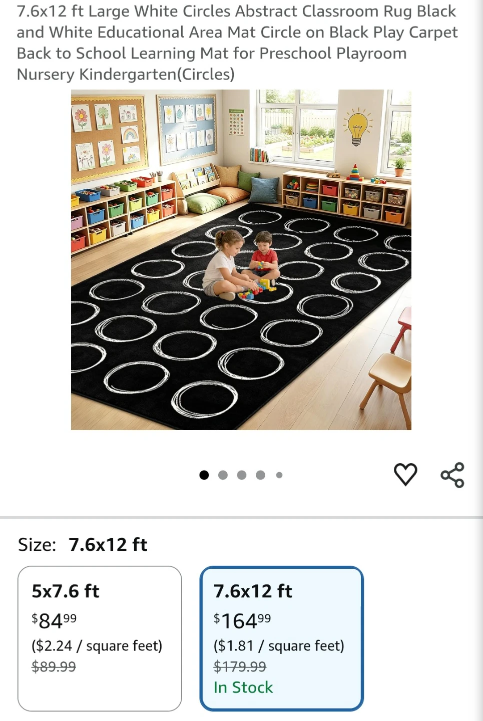 Large Black and White Circle Pattern Area Rug 7.6X12 ft - photo 5