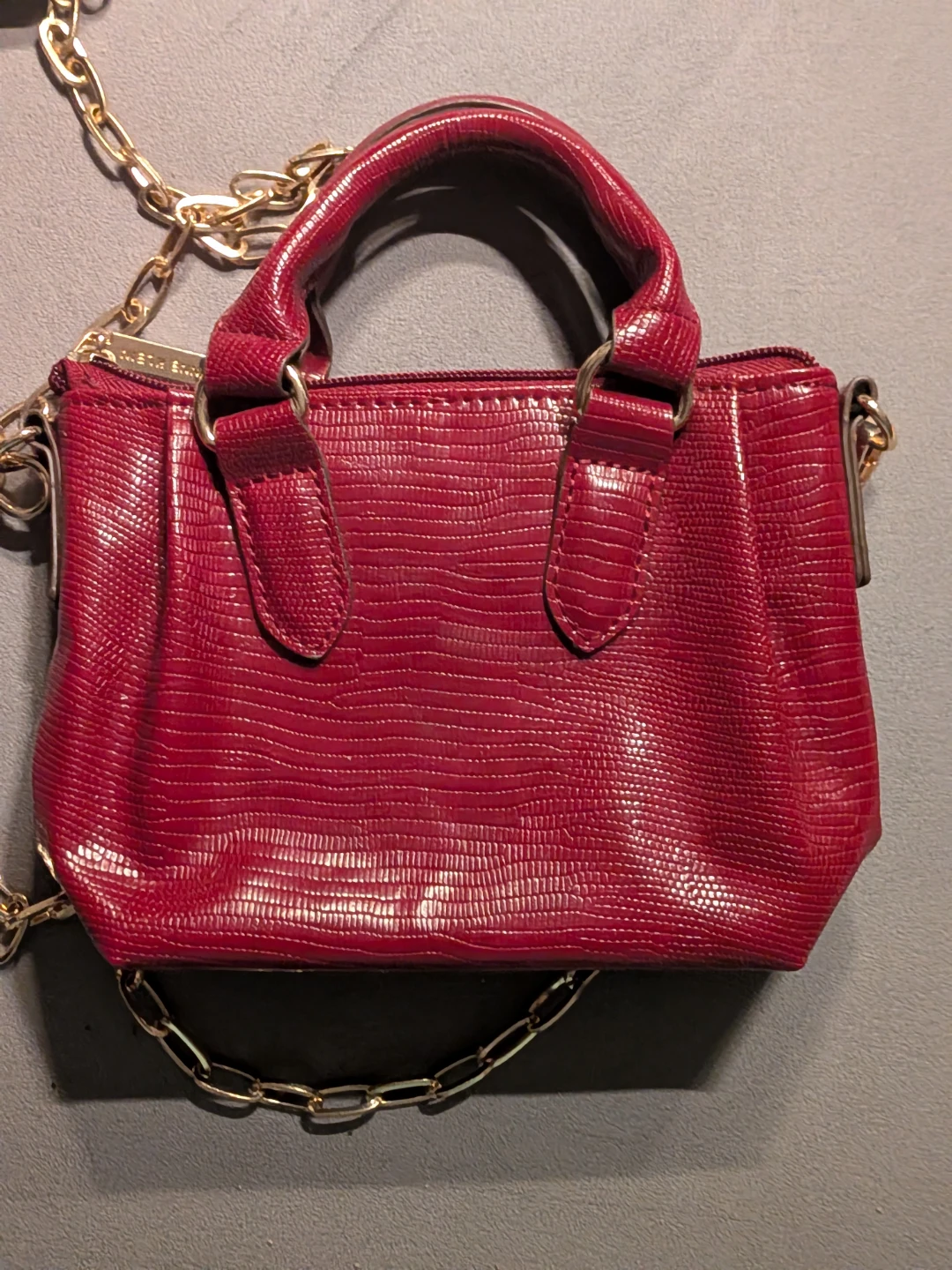 Anne Klein Red Lizard Embossed Mini Top Handle Bag - photo 3