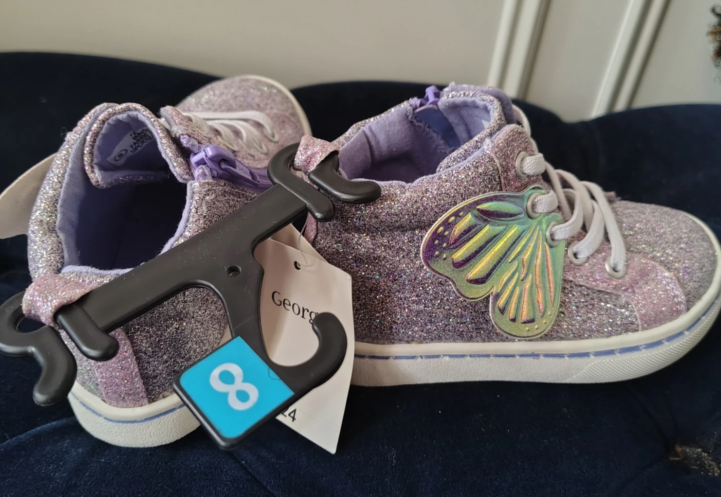 Sz 8 George Kids Glitter Butterfly High-Top Sneakers New - photo 4
