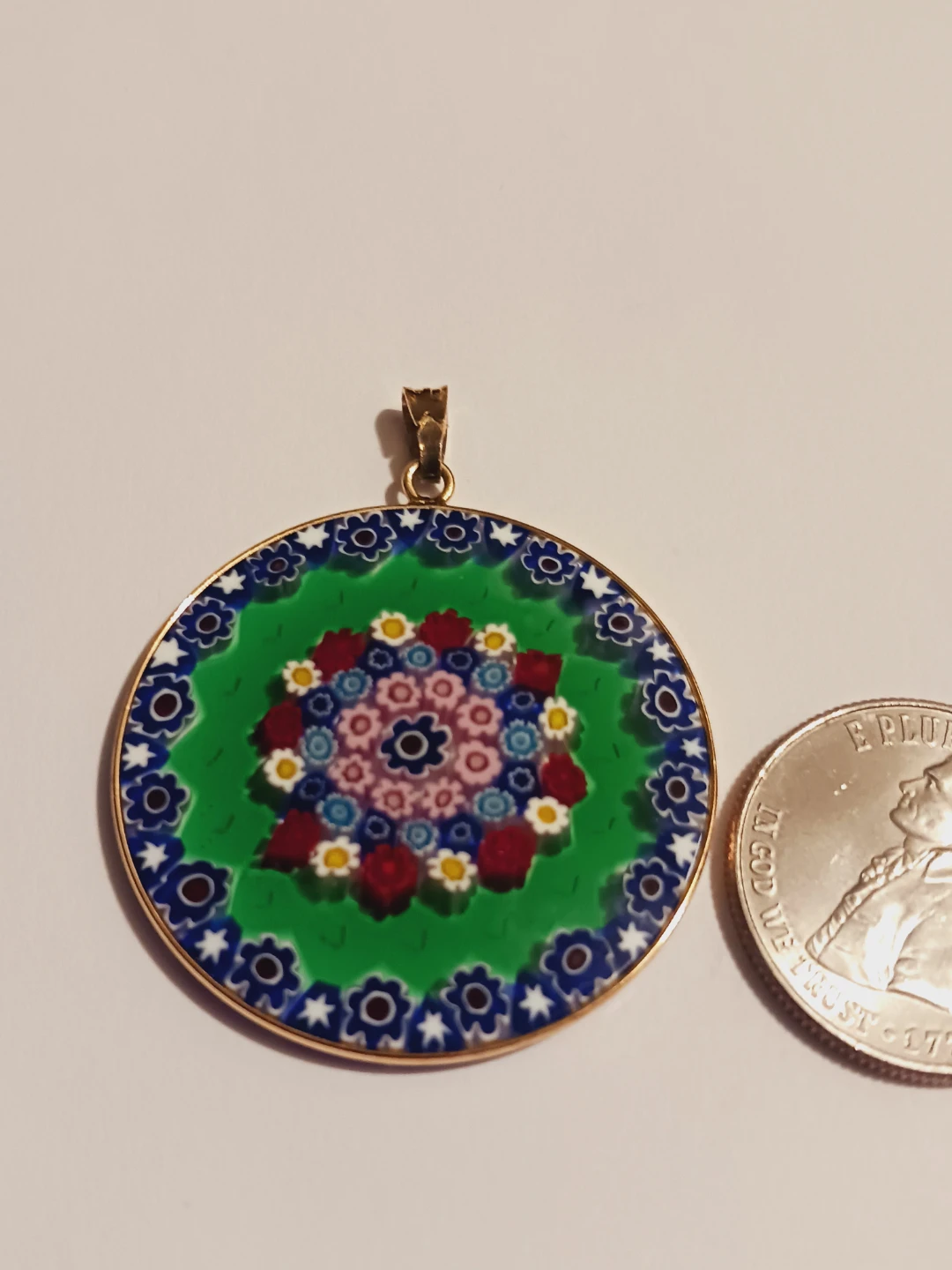 Sterling Silver 925 Millefiori Murano Glass Pendant - photo 3