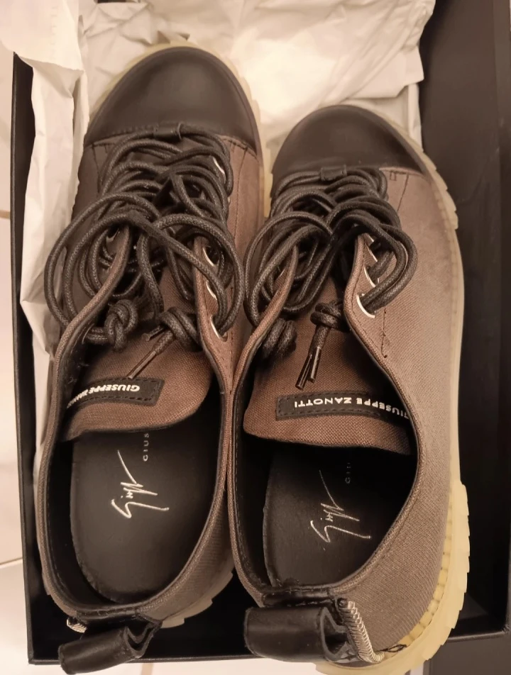 9/42 Men Giuseppe Zanotti Brown & Black Low-Top Canvas Sneakers - photo 2
