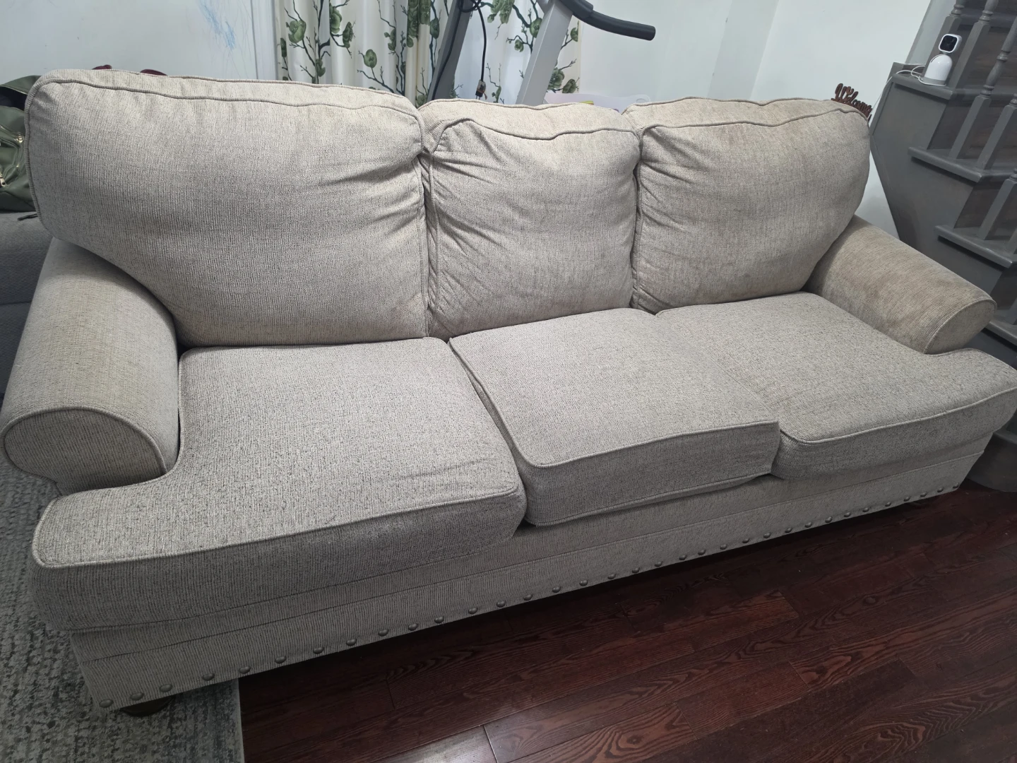 Beige Three-Seater Sofa