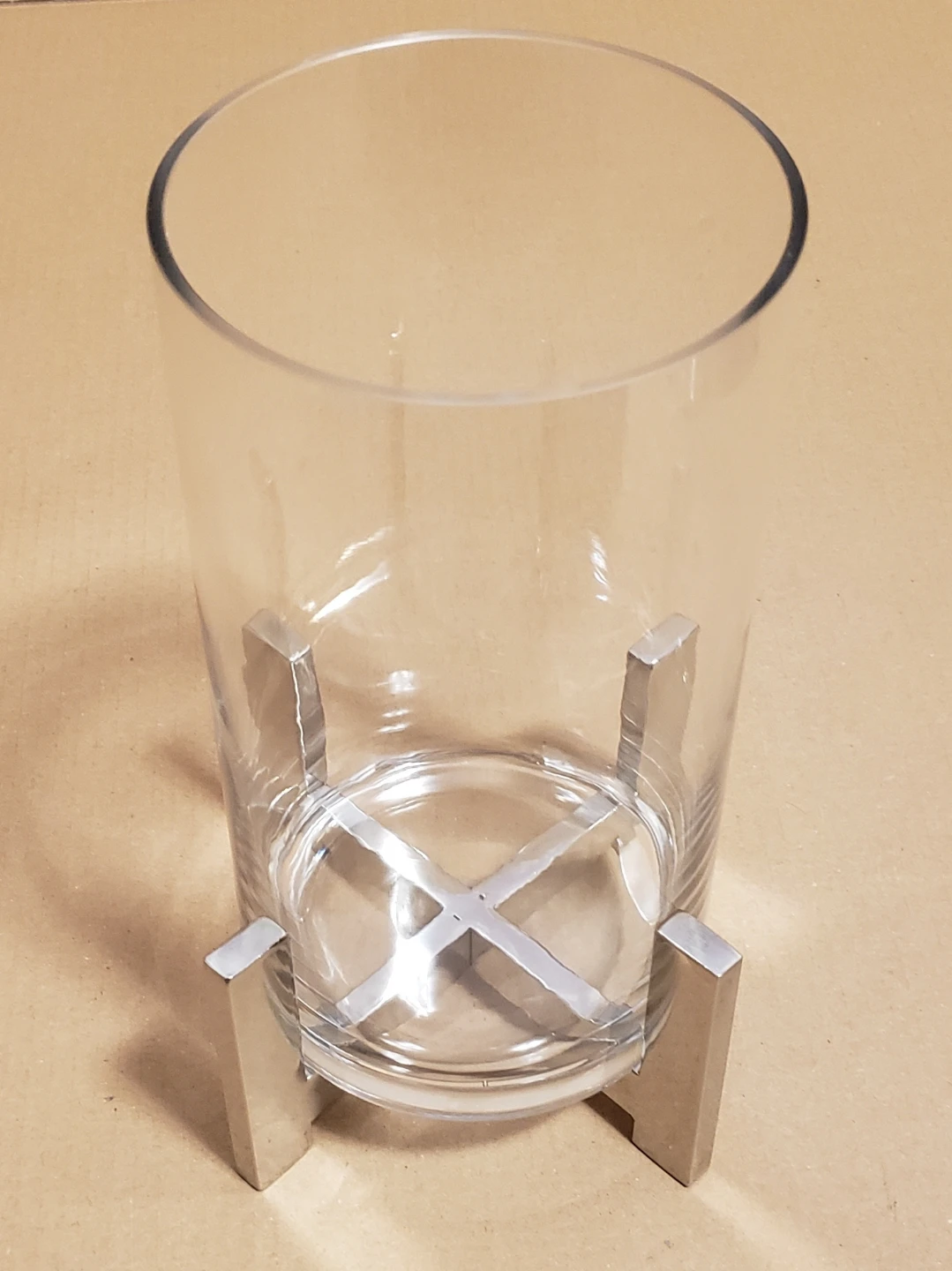 🏈 Glass Cylinder Vase with Chrome Stand - photo 2