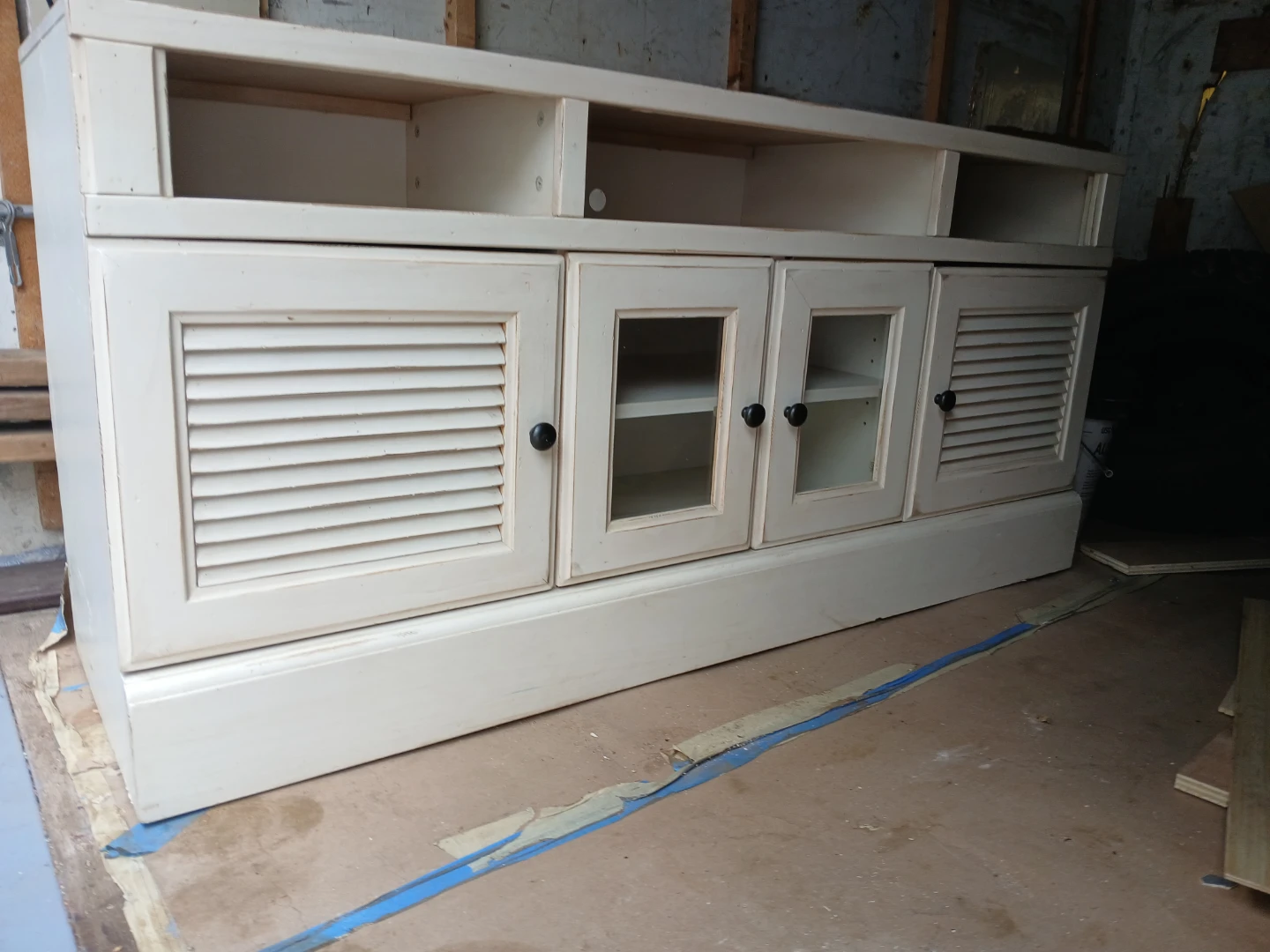 Off-white TV Stand with Cabinet Doors - photo 5