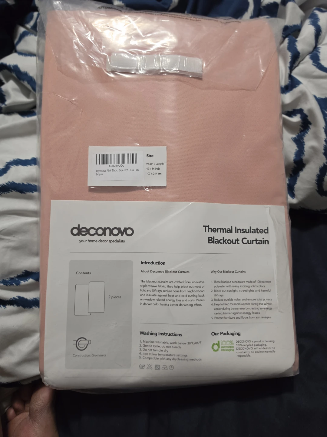 Deconovo Thermal Insulated Blackout Curtains 42x84 - Pink - photo 2