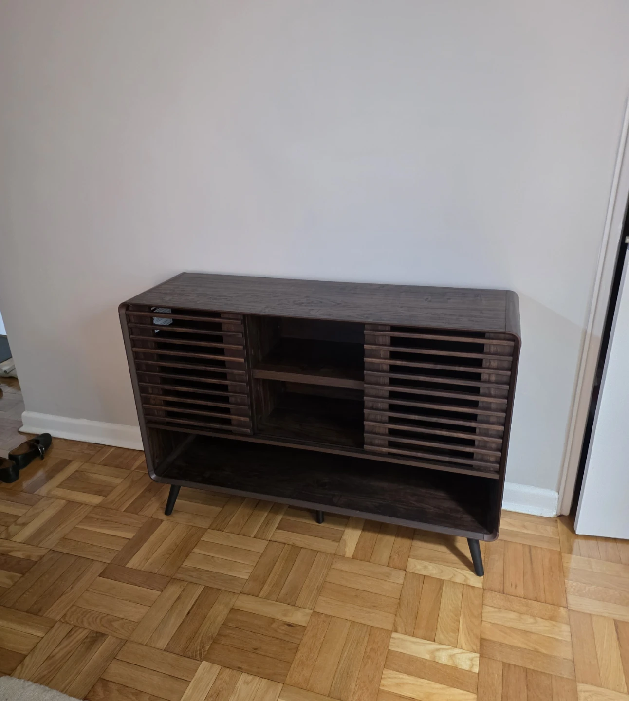Mid-Century Modern Slatted Media Console - photo 2