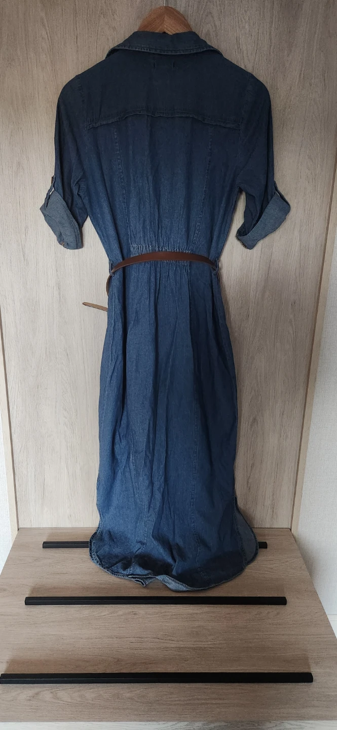 Kings Road Denim Midi Shirt Dress with Belt - Size M - photo 2