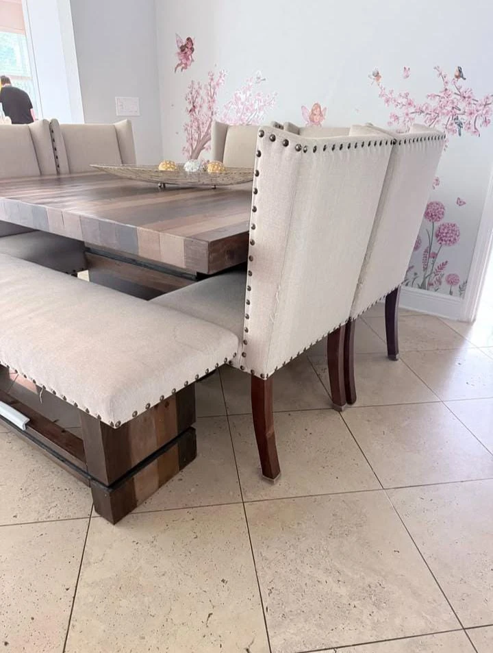 Upholstered Dining Chairs and Table - photo 4