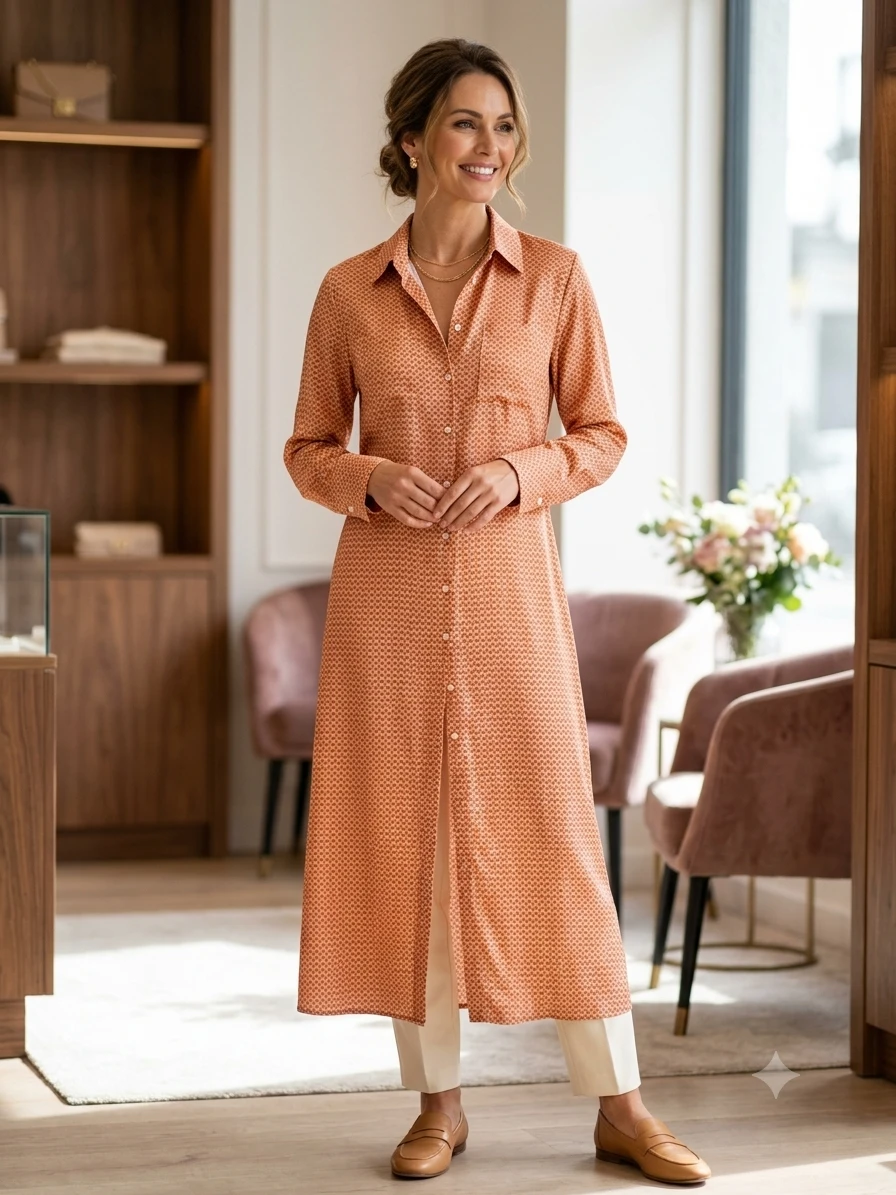 Zara Printed Long Shirt Dress - Medium