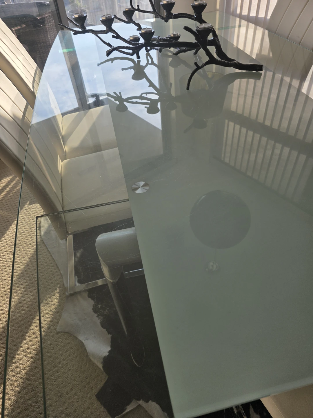 Frosted glass dining table - photo 3