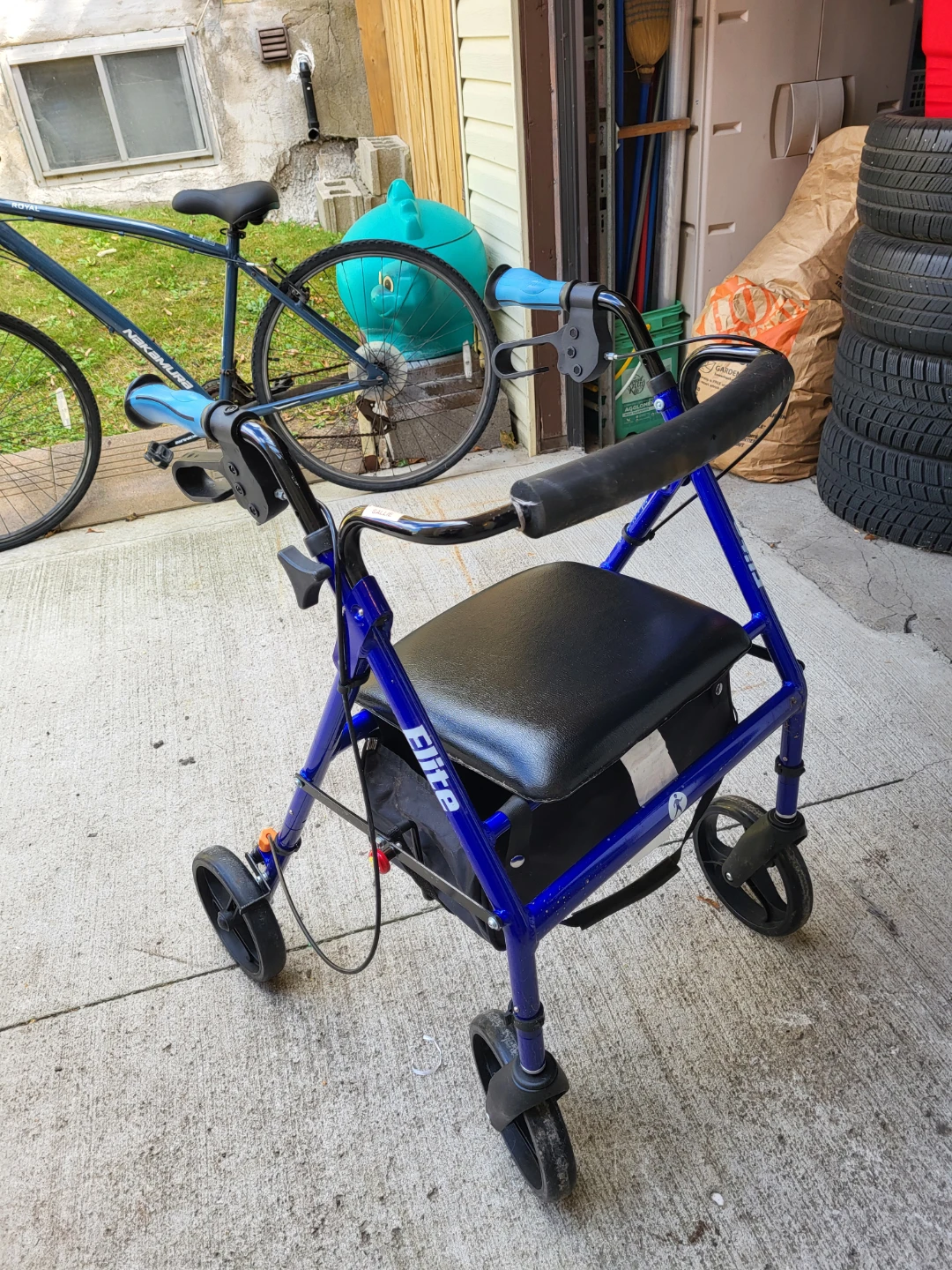 Elite Blue Four-Wheeled Rollator Walker
