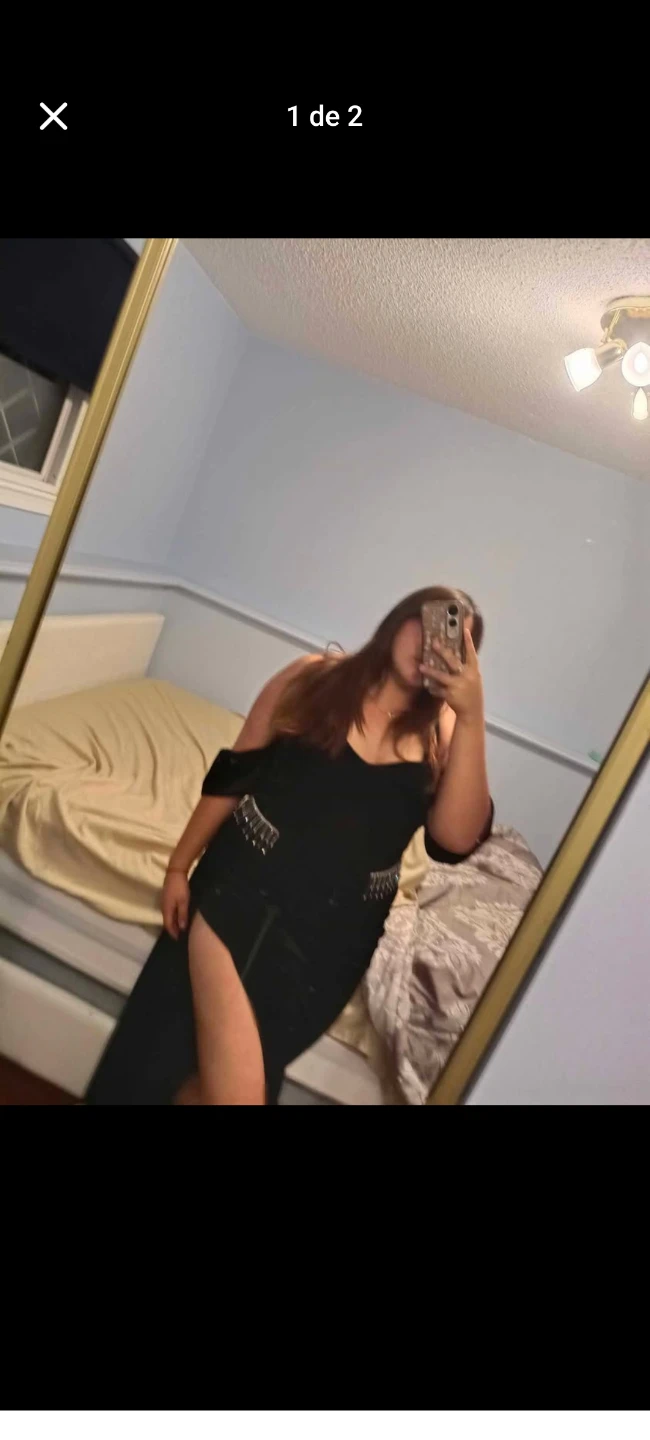Black Off-the-Shoulder Evening Dress with Fringe - photo 2