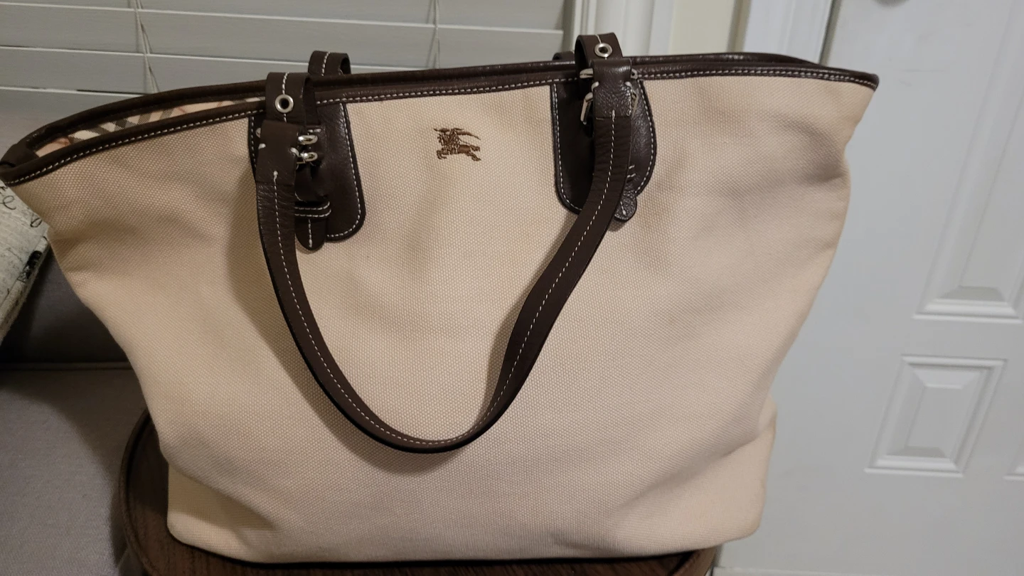 Burberry Canvas and Leather Tote Bag