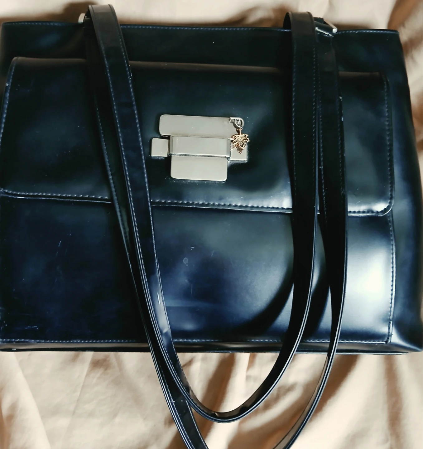 Black large structured handbag - Tote - photo 3