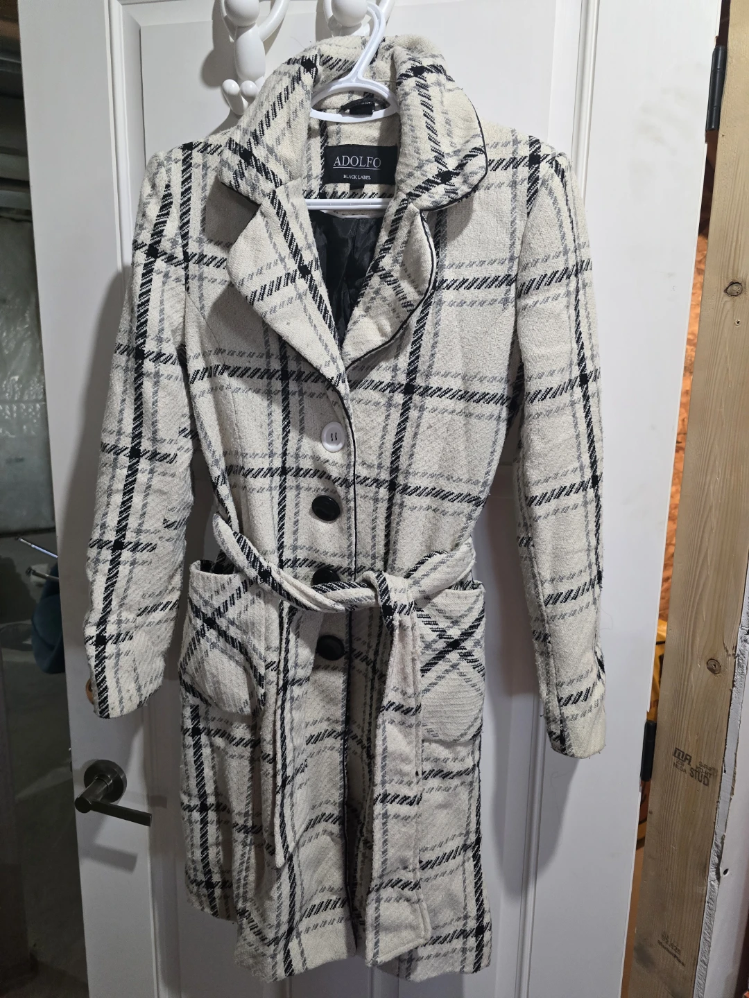 Adolfo Black Label Plaid Coat